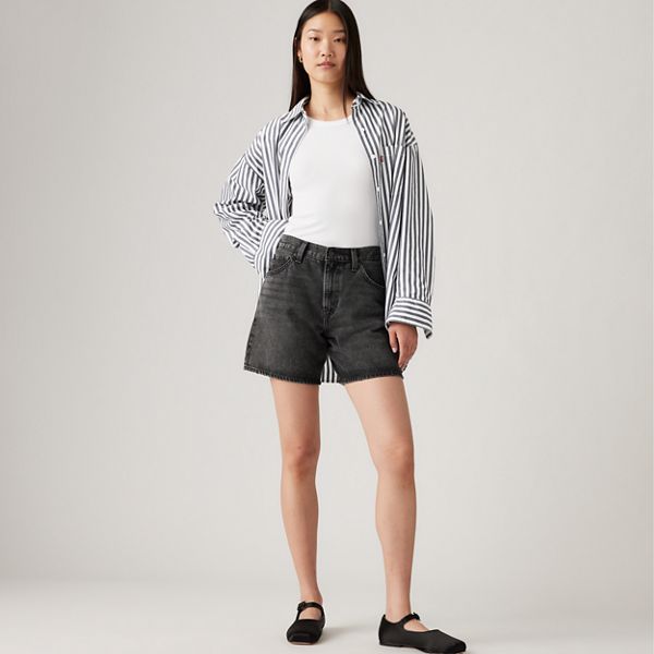 High Rise Baggy Women's Shorts — My Phone - Black