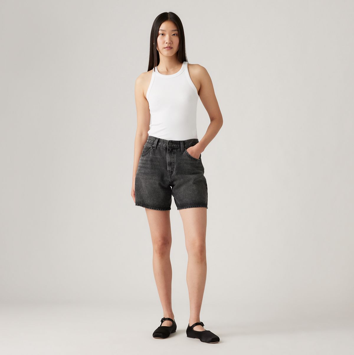 High Rise Baggy Women's Shorts — My Phone - Black