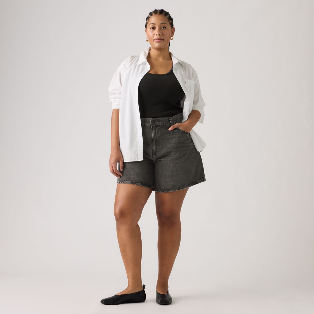 High Rise Baggy Women's Shorts — My Phone - Black