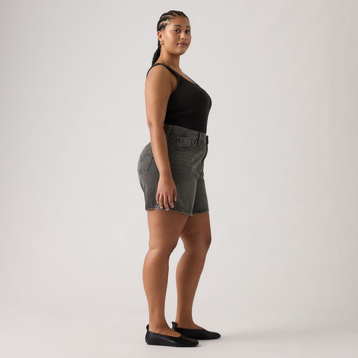 High Rise Baggy Women's Shorts — My Phone - Black
