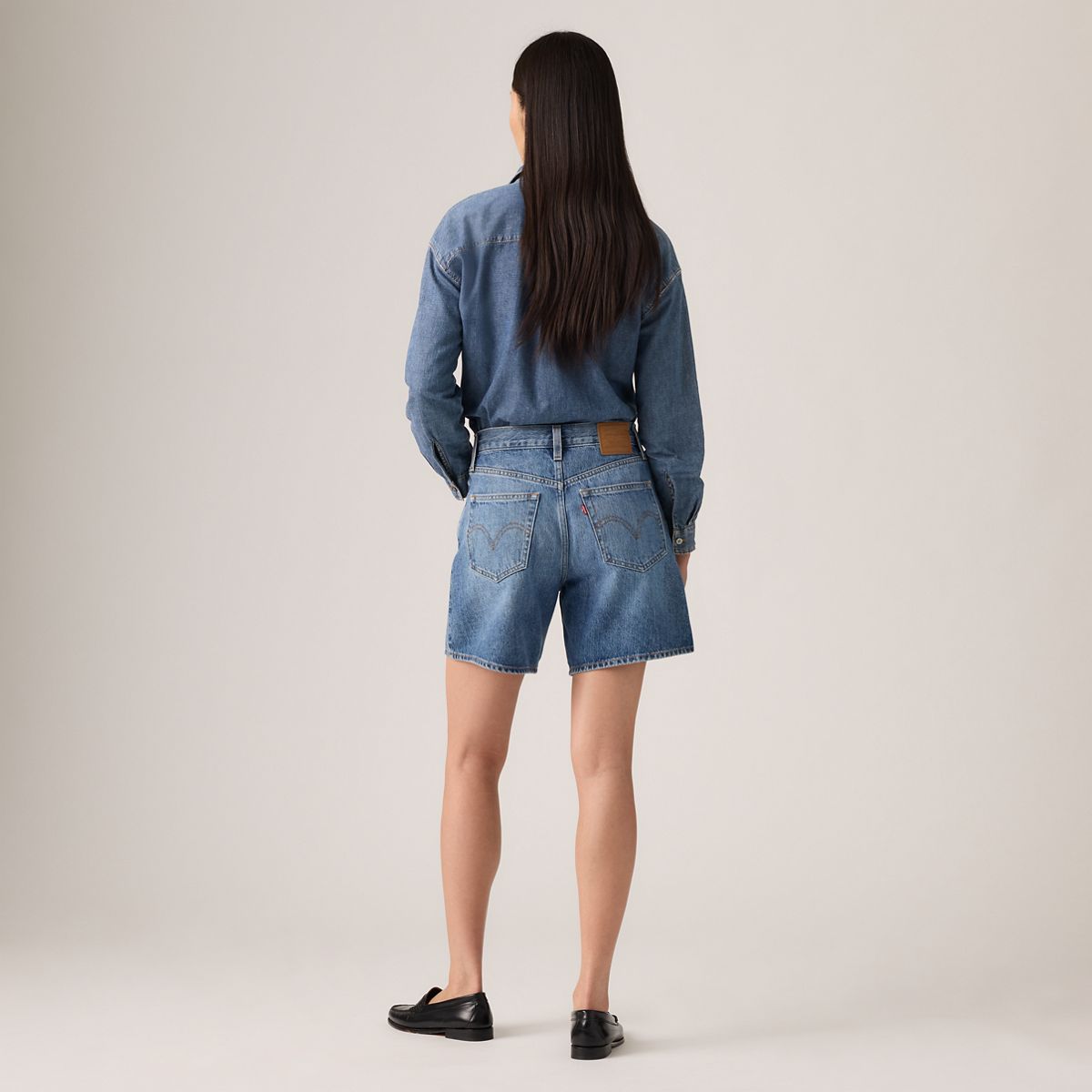High Rise Baggy Women's Shorts — Memory Short - Medium Wash