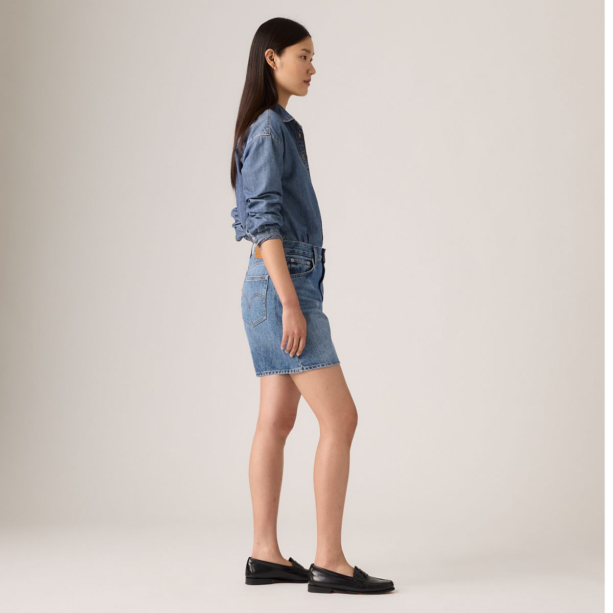High Rise Baggy Women's Shorts — Memory Short - Medium Wash