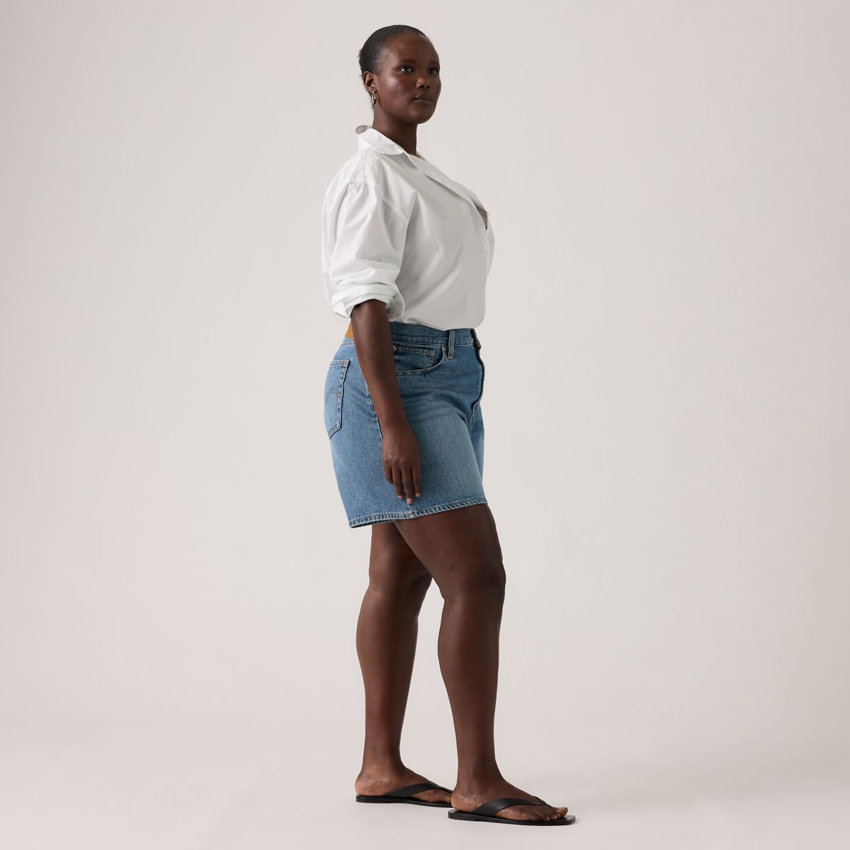 High Rise Baggy Women's Shorts — Memory Short - Medium Wash