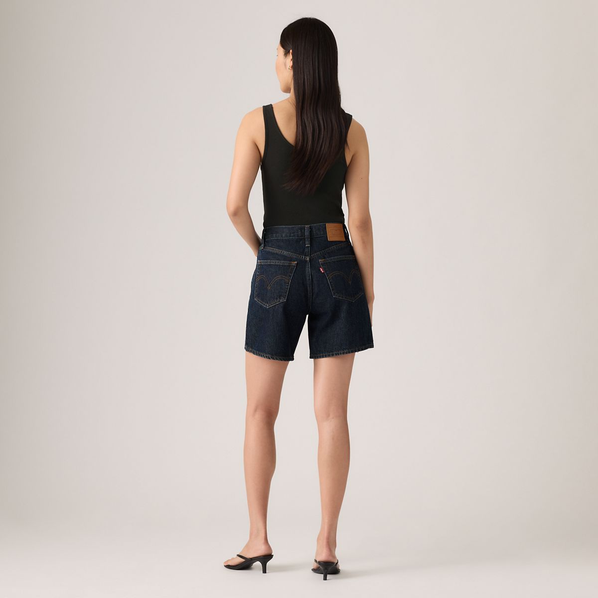 High Rise Baggy Women's Shorts — Remember Together - Dark Wash