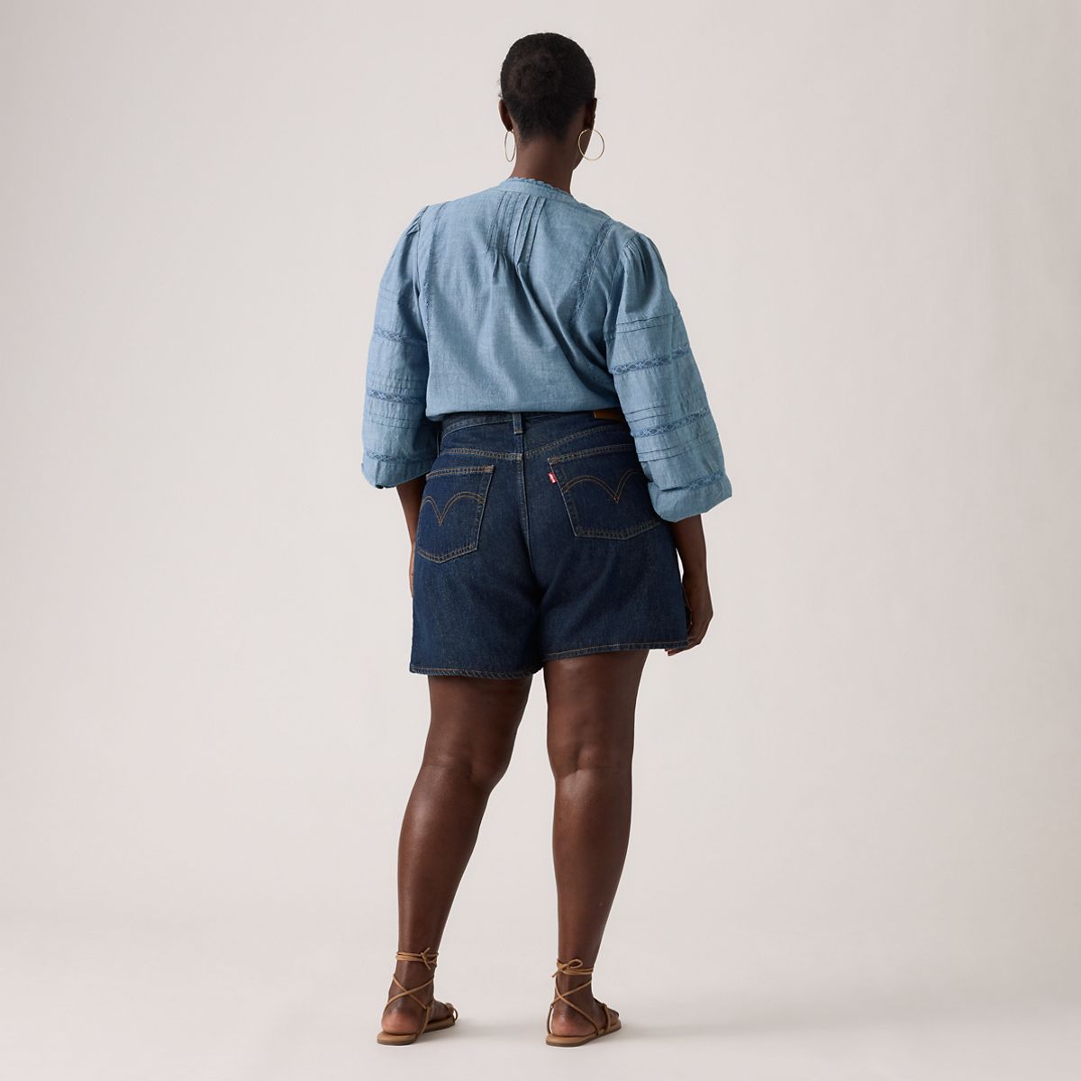 High Rise Baggy Women's Shorts — Remember Together - Dark Wash