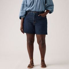High Rise Baggy Women's Shorts — Remember Together - Dark Wash 9