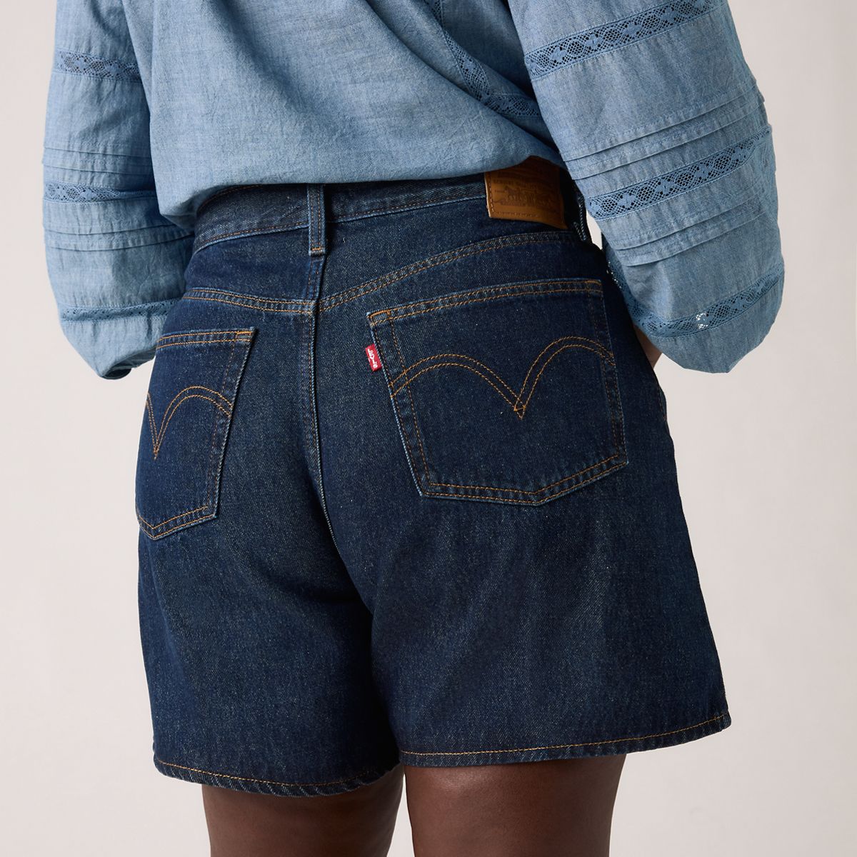 High Rise Baggy Women's Shorts — Remember Together - Dark Wash