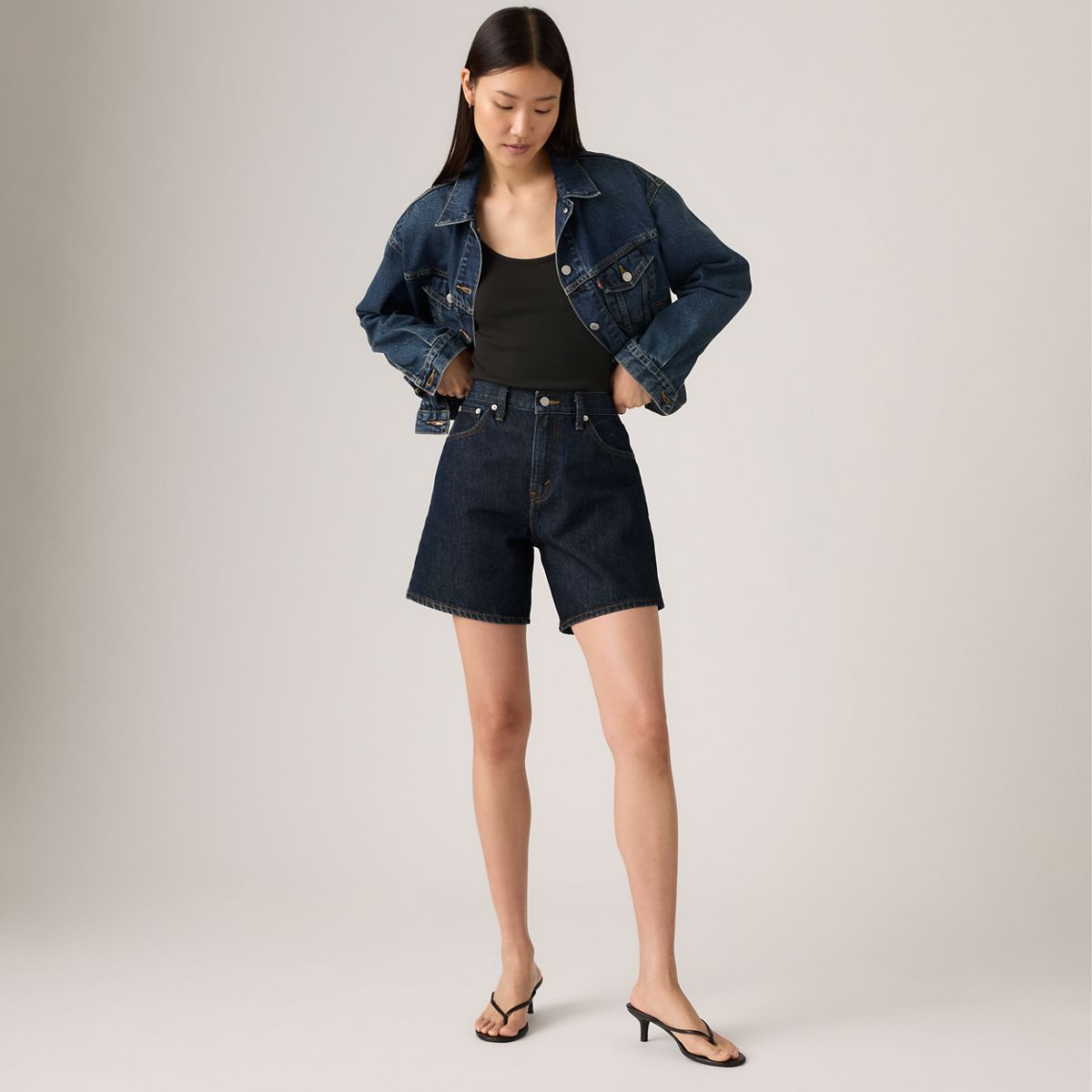 High Rise Baggy Women's Shorts — Remember Together - Dark Wash