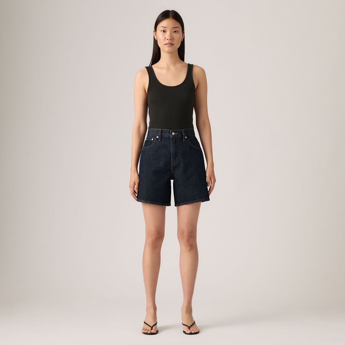 High Rise Baggy Women's Shorts — Remember Together - Dark Wash