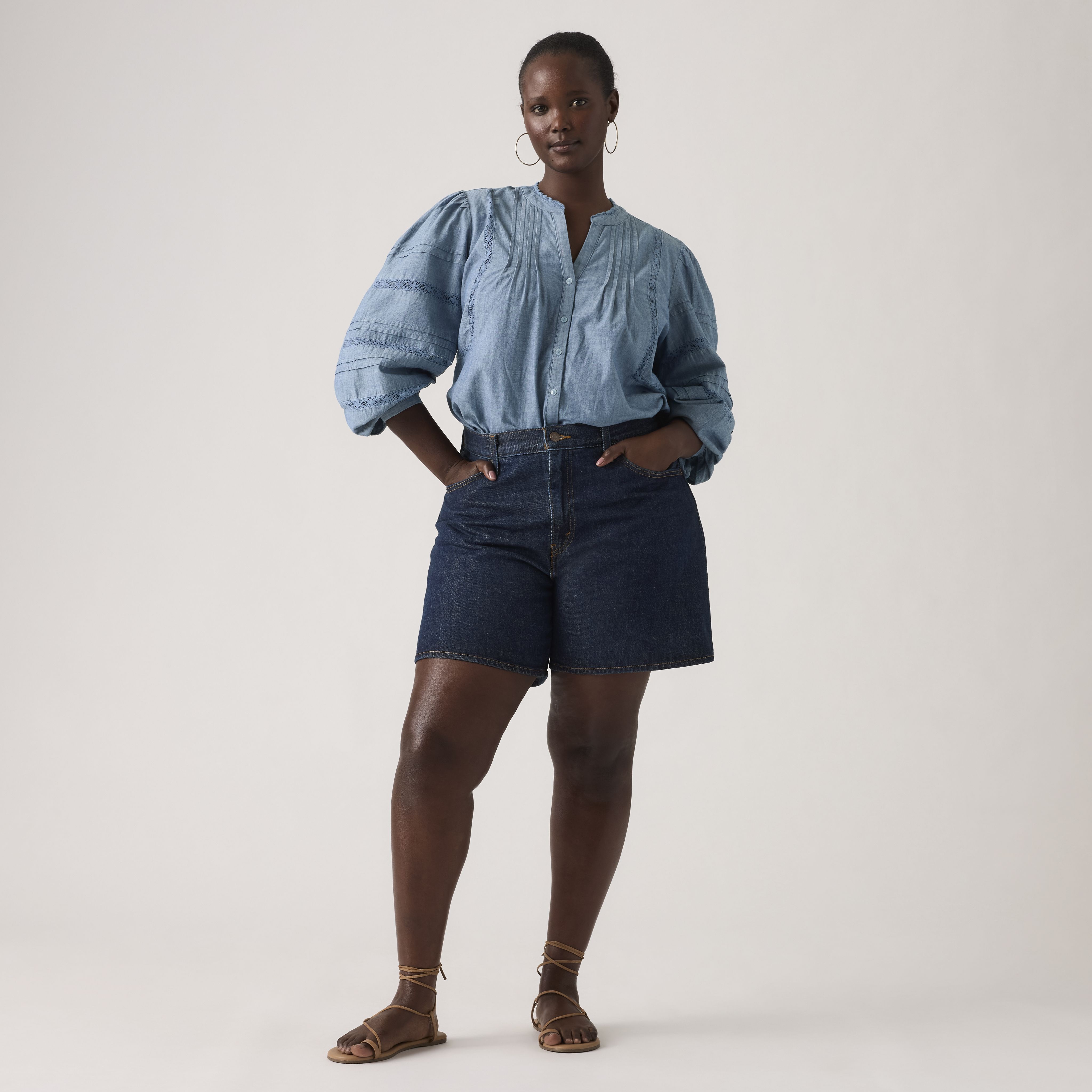 Shorts anchos de tiro alto 8