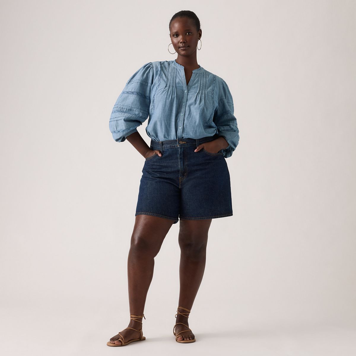 High Rise Baggy Women's Shorts — Remember Together - Dark Wash