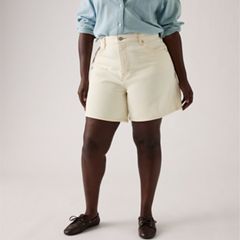 High Rise Baggy Women's Shorts — Snowing In LA - White 9