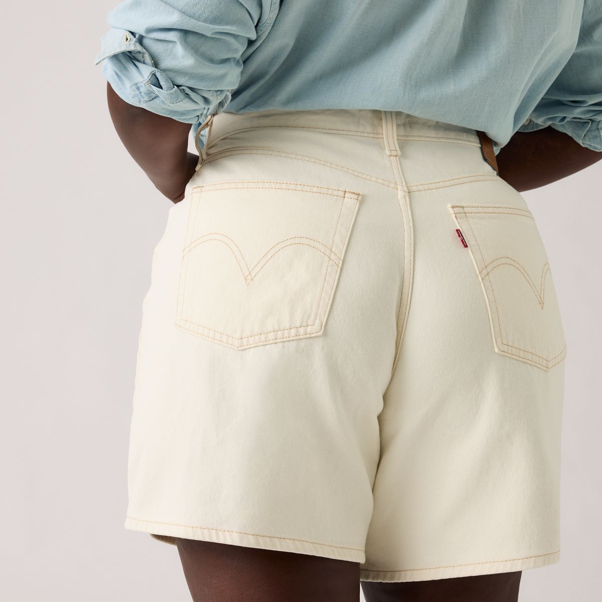 High Rise Baggy Women's Shorts — Snowing In LA - White