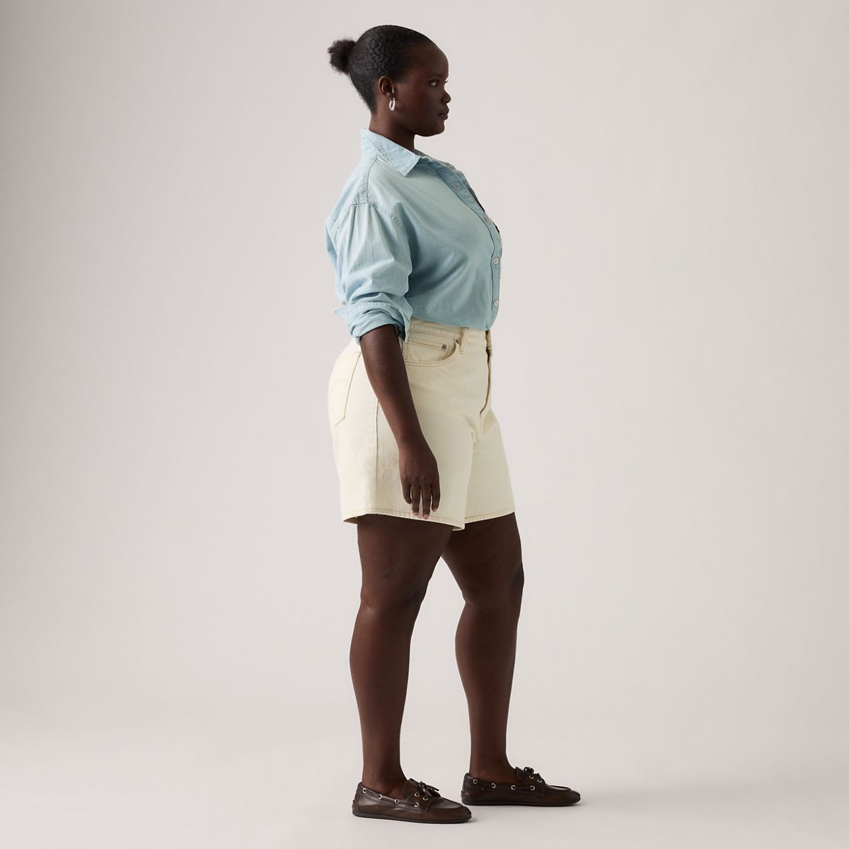 High Rise Baggy Women's Shorts — Snowing In LA - White