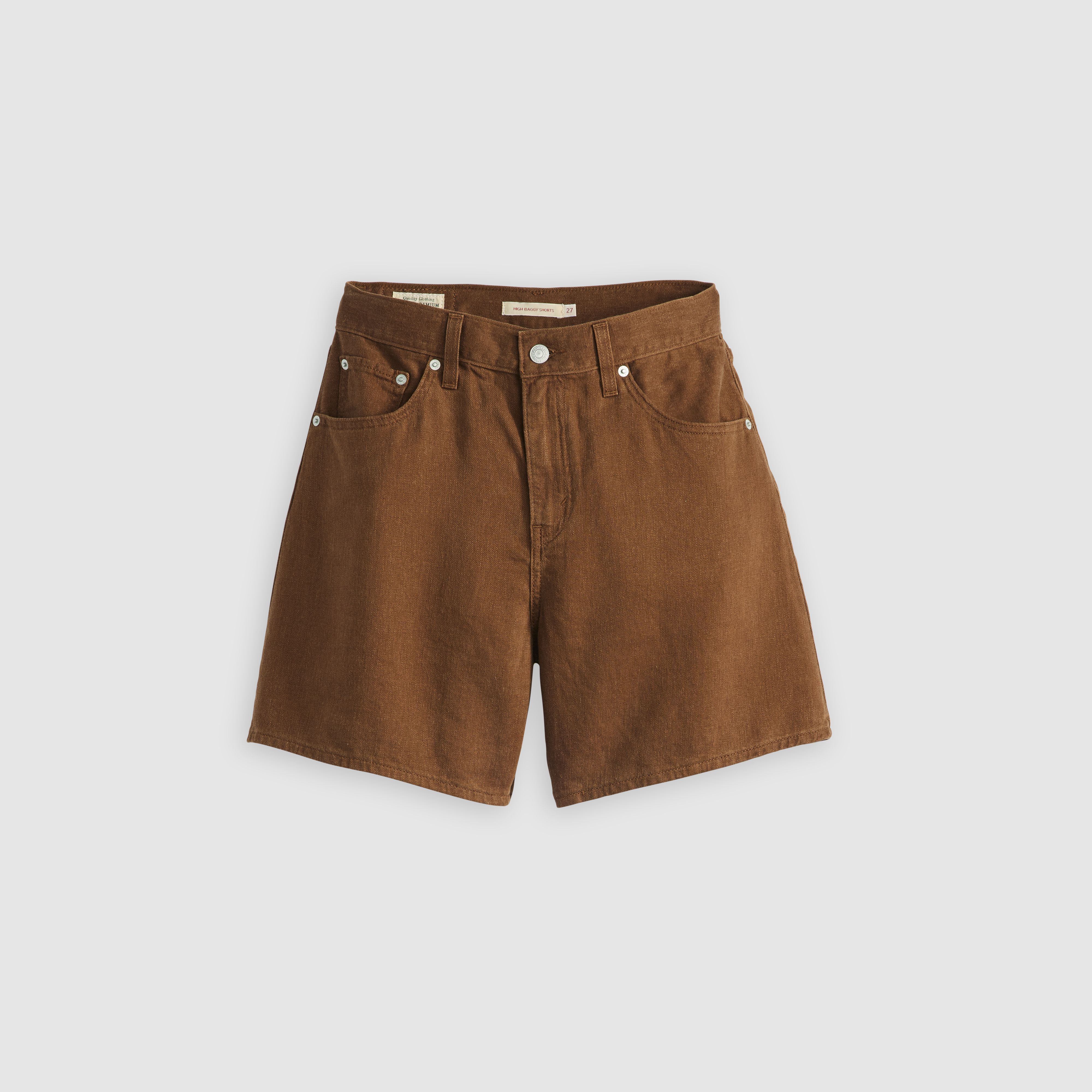 High Rise Baggy Linen Blend Lightweight Women's Shorts 6