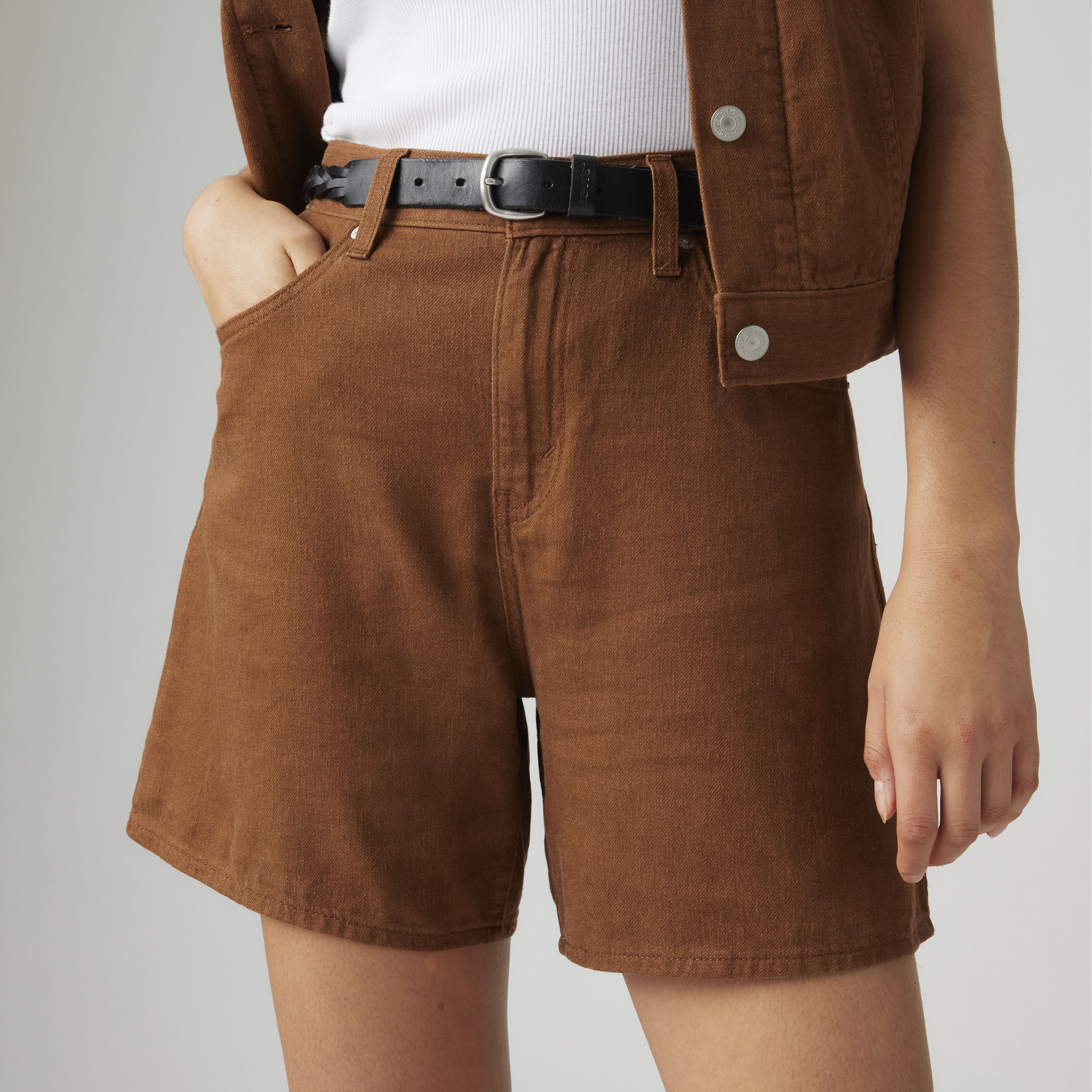 High Rise Baggy Linen Blend Lightweight Women's Shorts