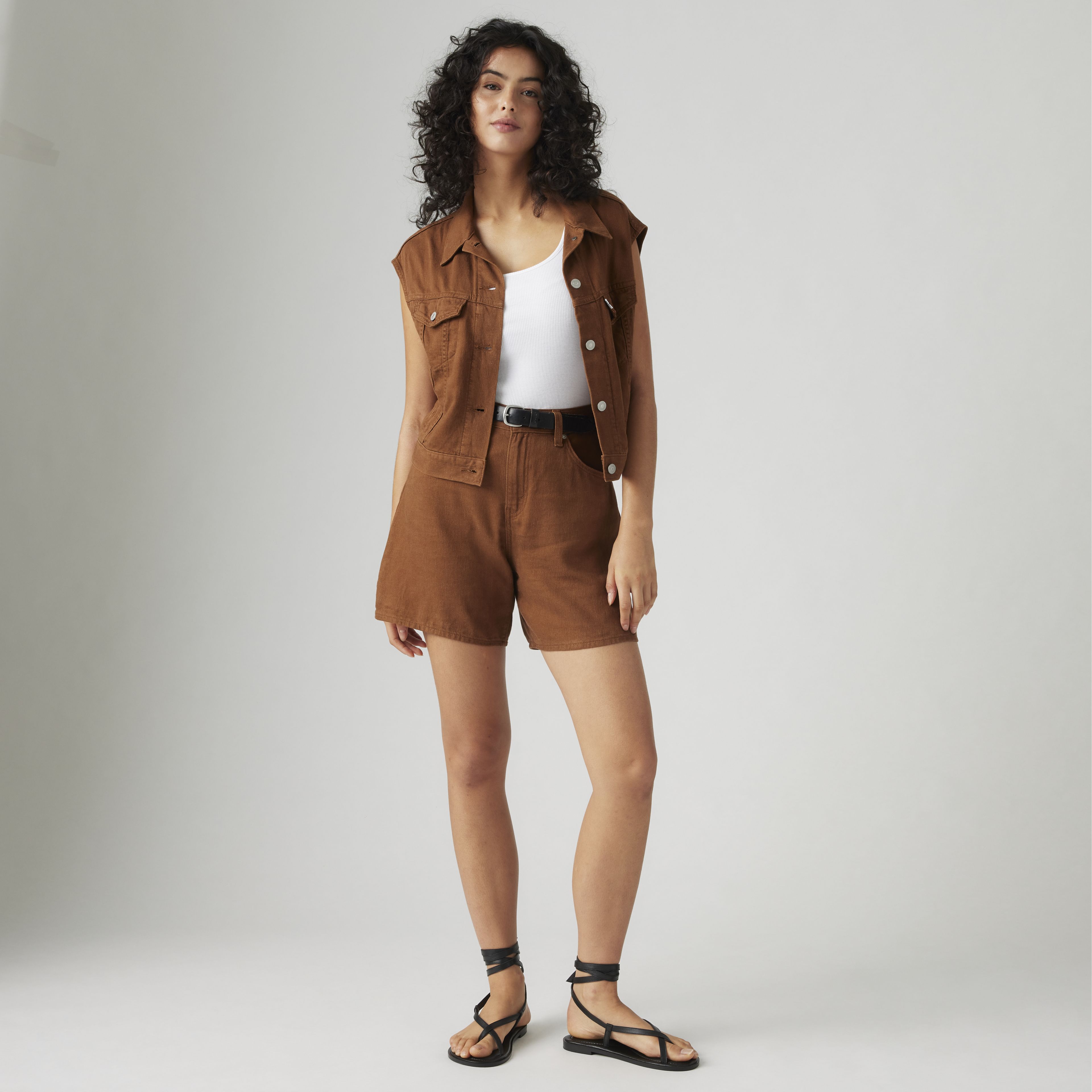 High Rise Baggy Linen Blend Lightweight Women's Shorts