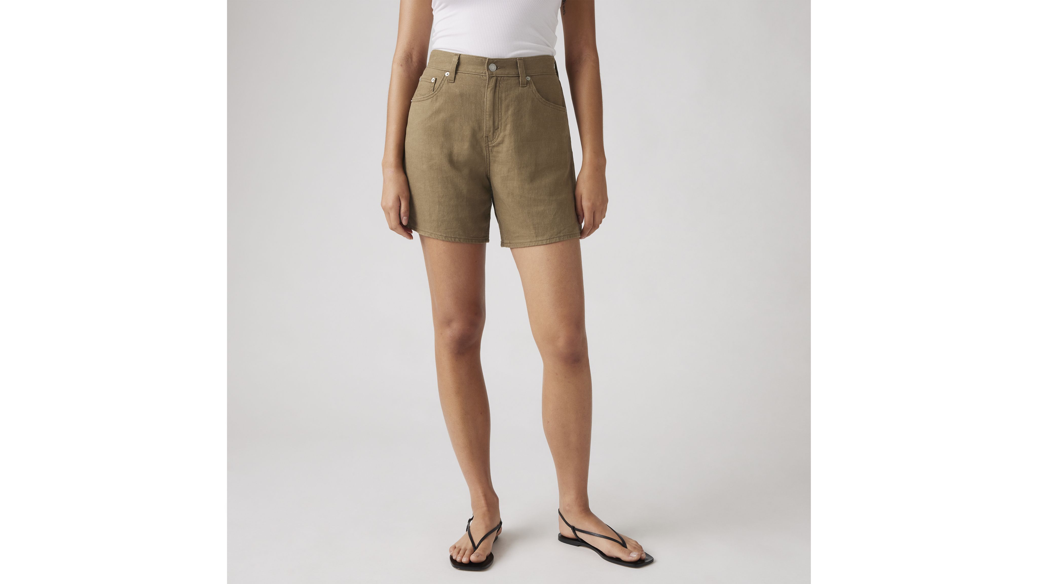 High Rise Baggy Linen Blend Lightweight Women's Shorts 2