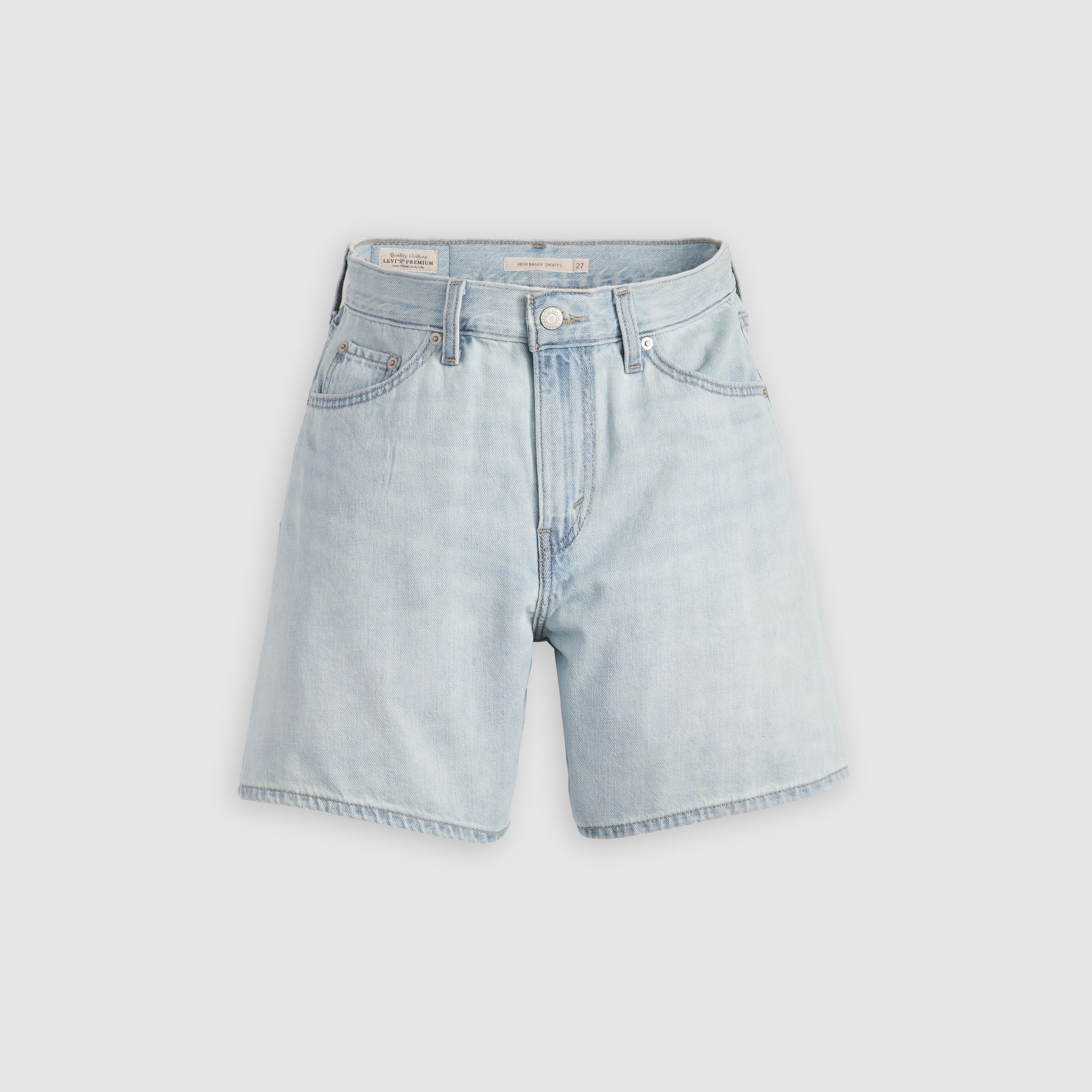 High Rise Baggy Linen+ Denim Lightweight Women's Shorts 6