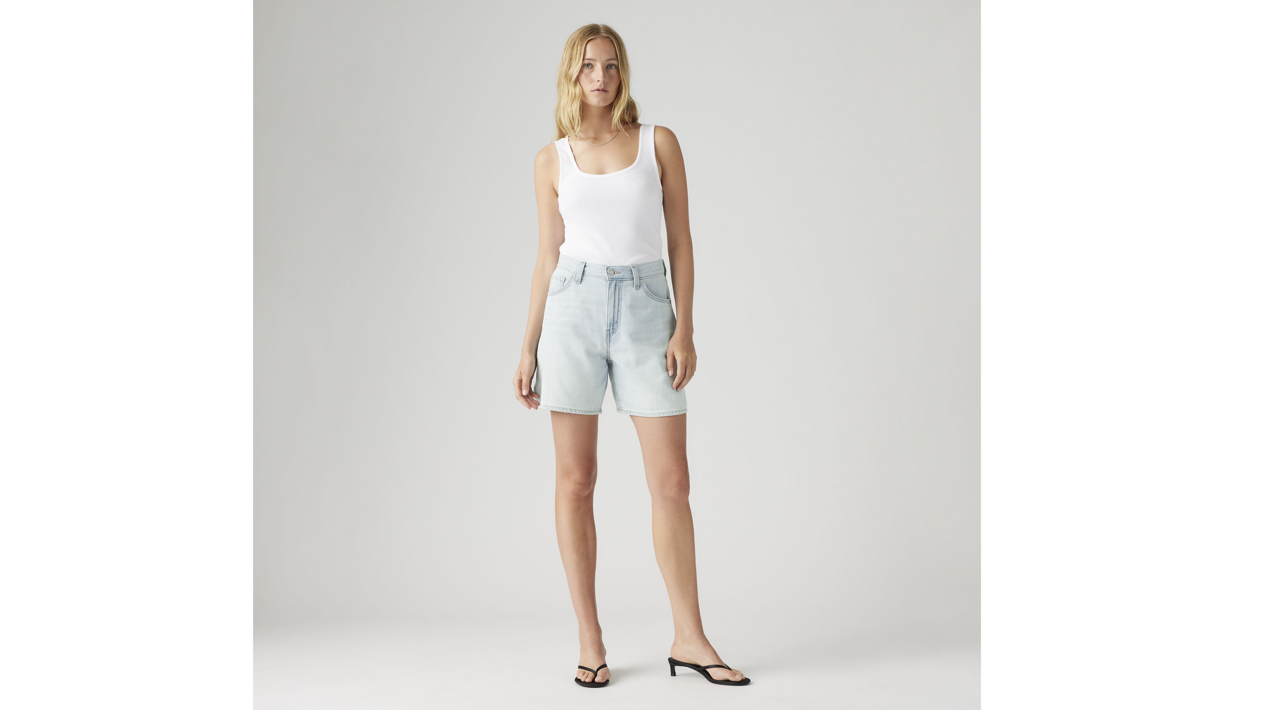 High Rise Baggy Linen+ Denim Lightweight Women's Shorts 6