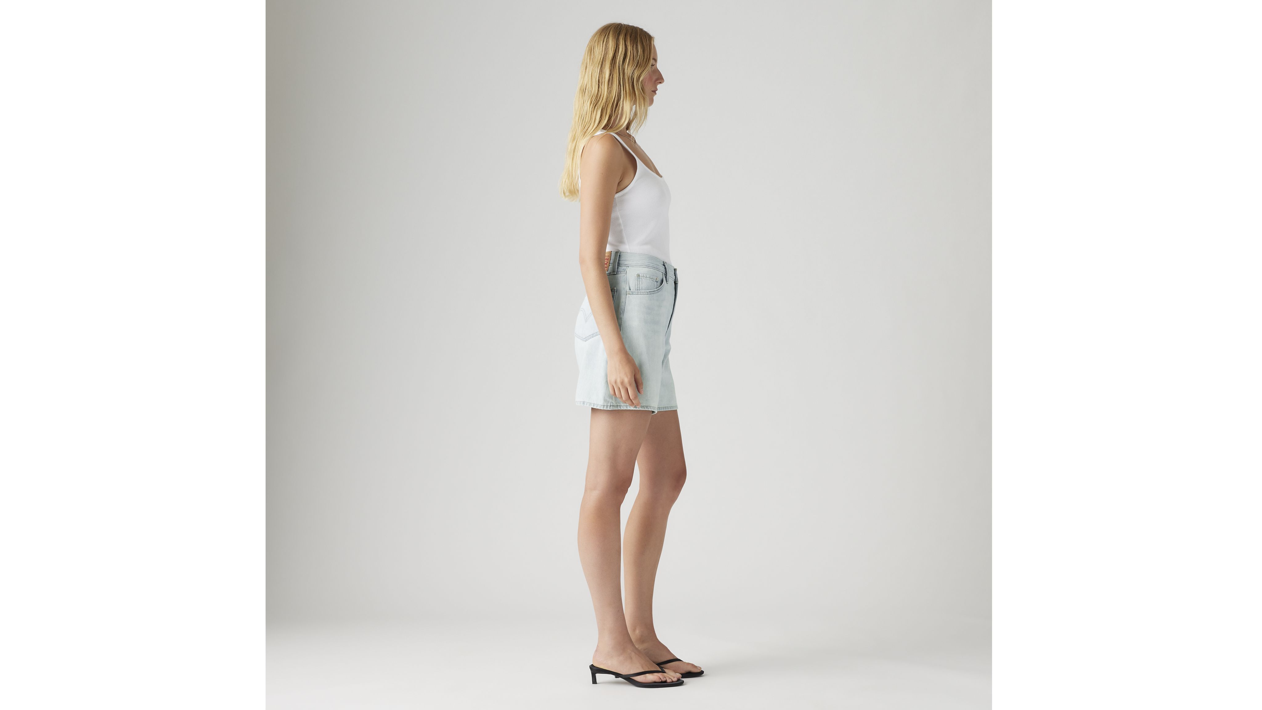 High Rise Baggy Linen+ Denim Lightweight Women's Shorts 4