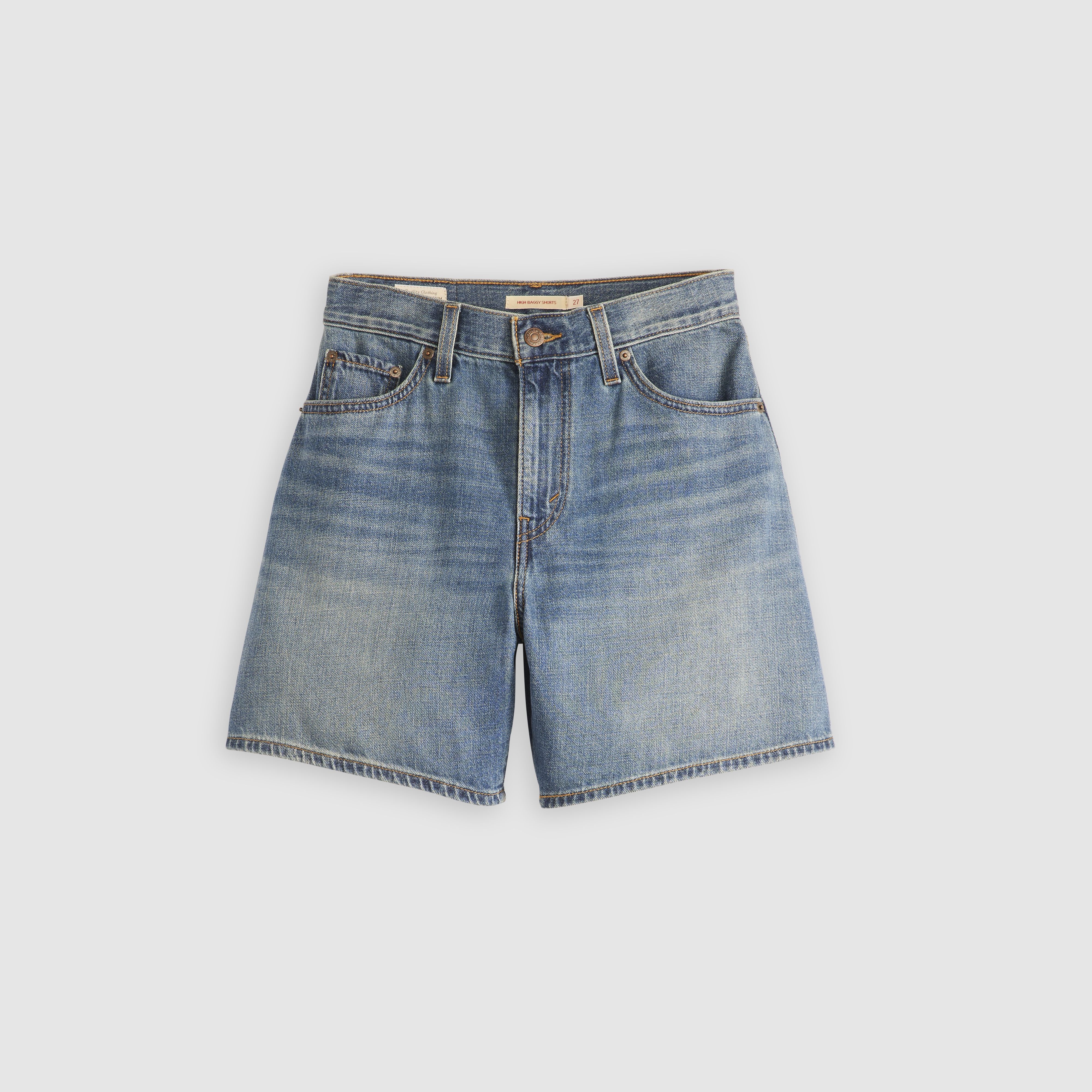 High Rise Baggy Linen+ Denim Lightweight Women's Shorts 6