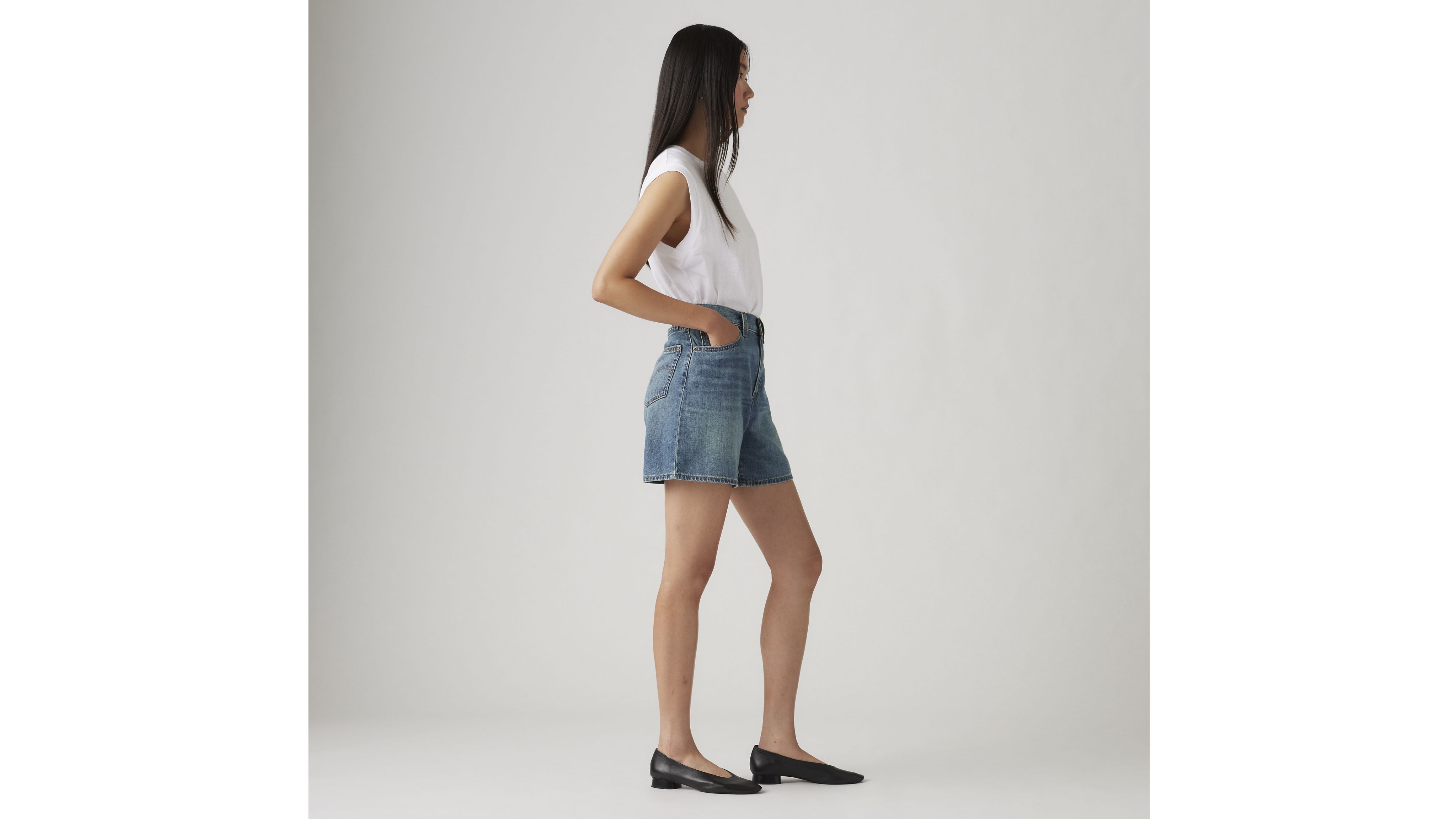 High Rise Baggy Linen+ Denim Lightweight Women's Shorts 4