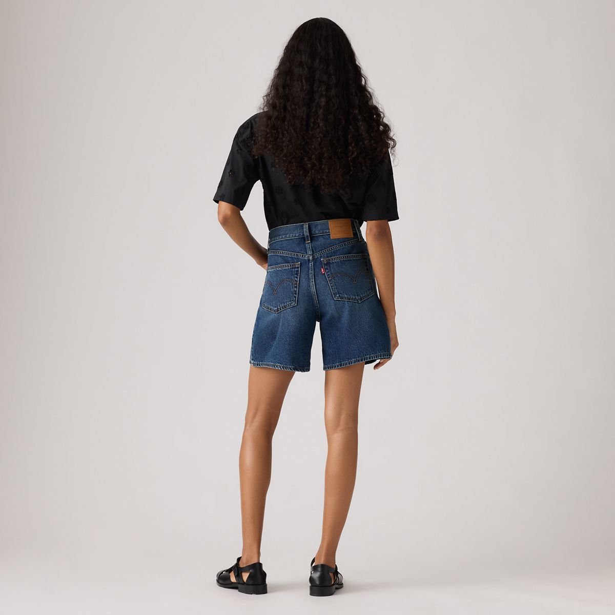High Rise Baggy Women's Shorts — Achieve Everything - Dark Wash