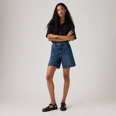 High Rise Baggy Women's Shorts — Achieve Everything - Dark Wash 1