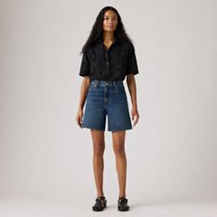 High Rise Baggy Women's Shorts — Achieve Everything - Dark Wash 5