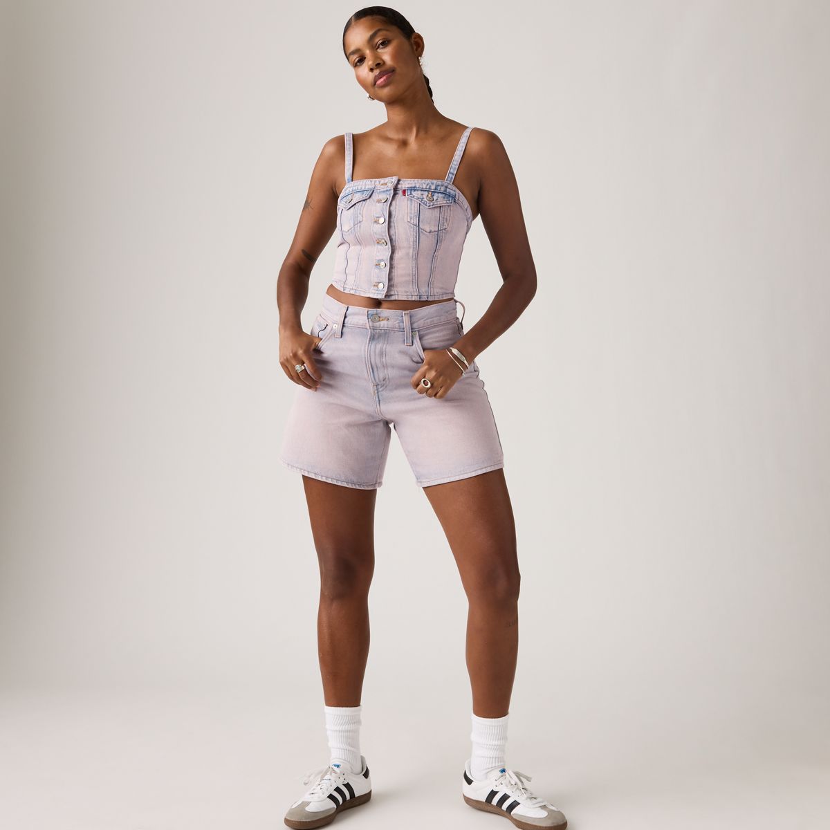 High Rise Baggy Women's Shorts — Rose Up - Pink