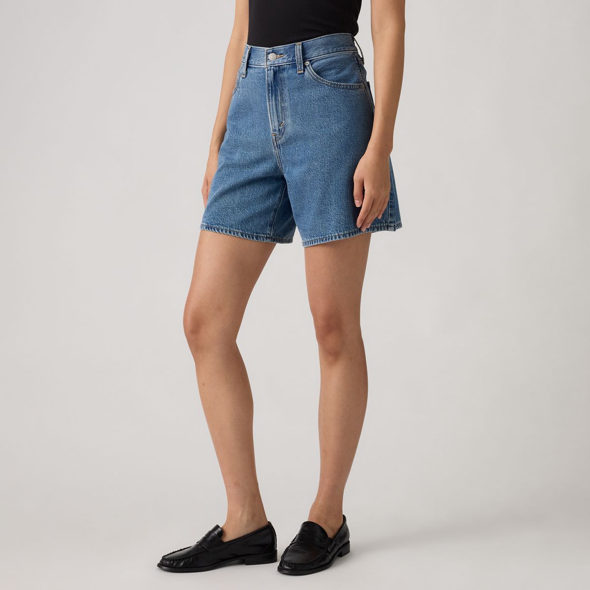 High Rise Baggy Women's Shorts — Own It Tencel - Medium Wash