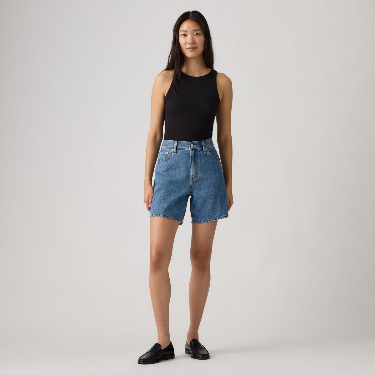 High Rise Baggy Women's Shorts — Own It Tencel - Medium Wash