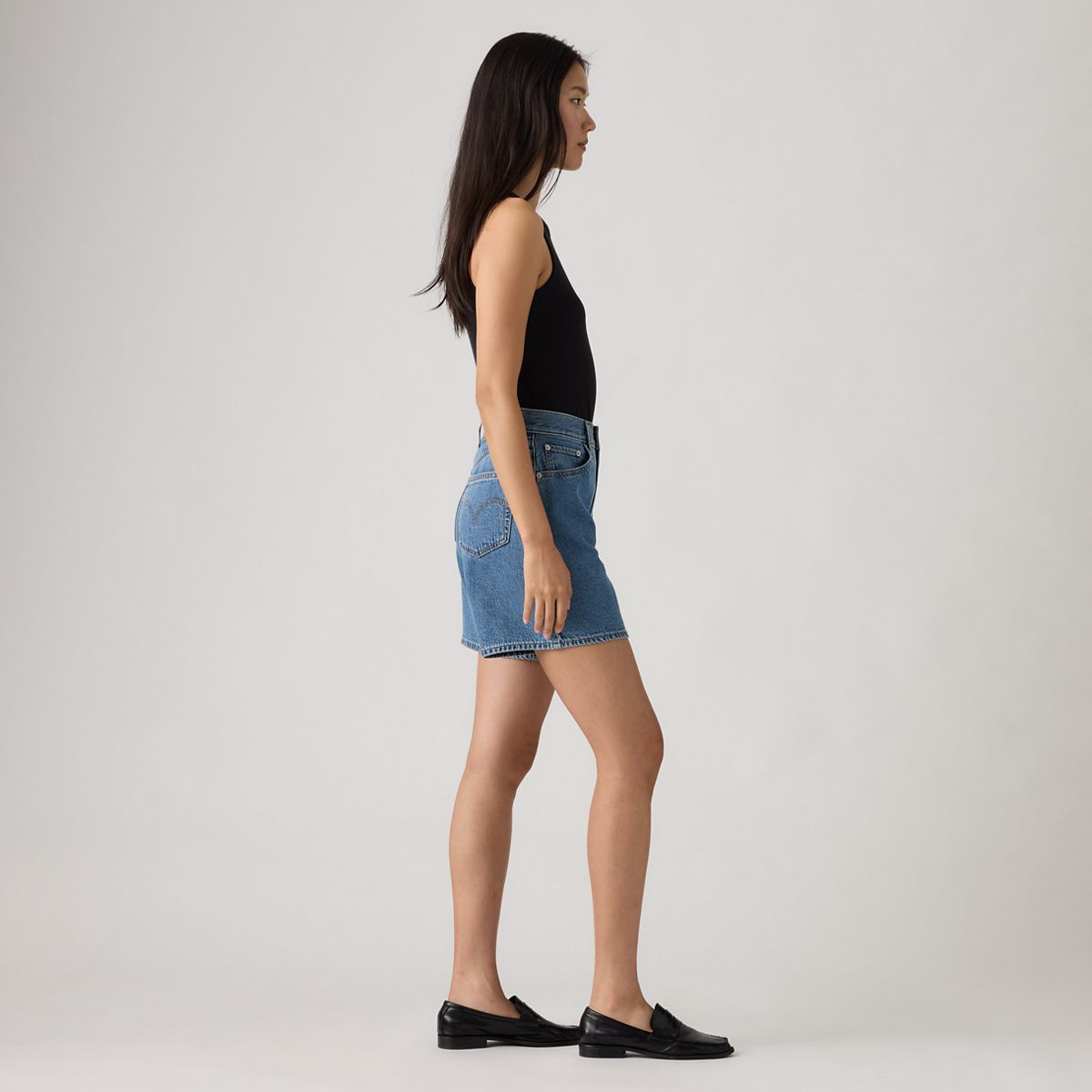 High Rise Baggy Women's Shorts — Own It Tencel - Medium Wash