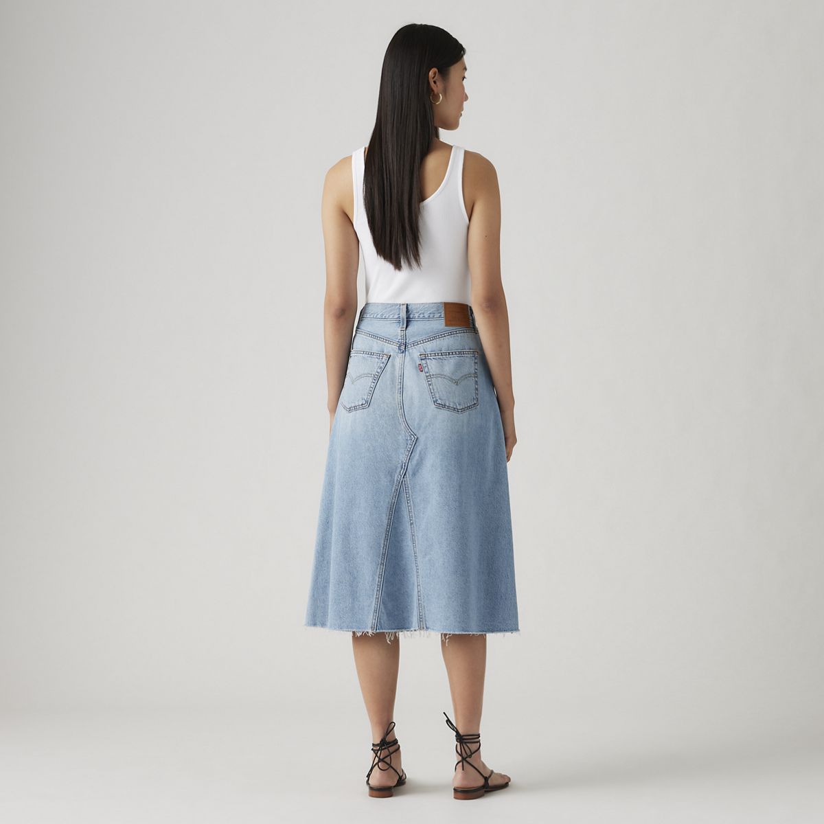 High-Rise A-Line Decon Skirt — Secret Secret - Light Wash