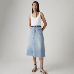 High-Rise A-Line Decon Skirt — Secret Secret - Light Wash 1