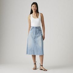 High-Rise A-Line Decon Skirt — Secret Secret - Light Wash 5