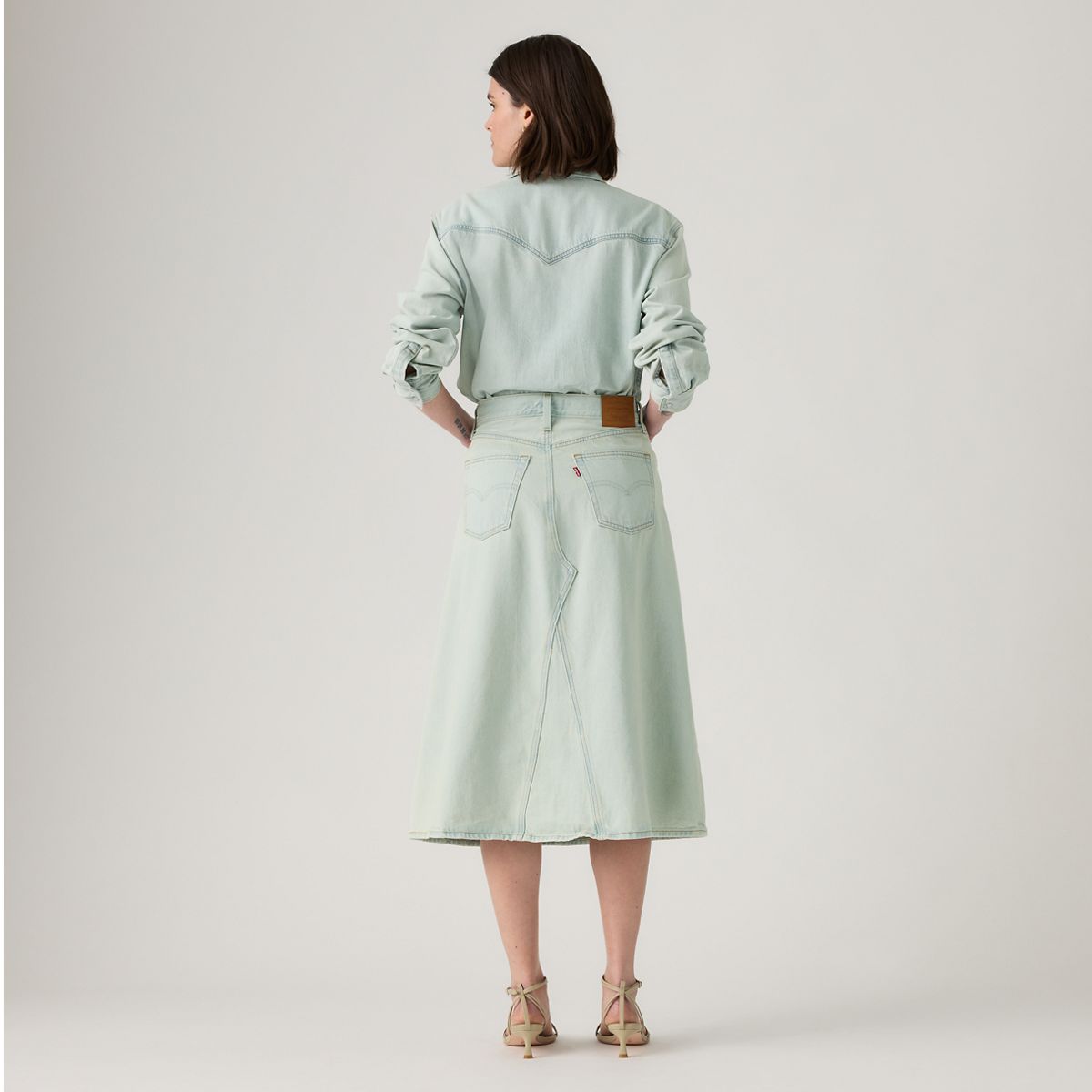 High-Rise A-Line Decon Skirt — That's It - Light Wash