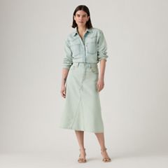 High-Rise A-Line Decon Skirt — That's It - Light Wash 5