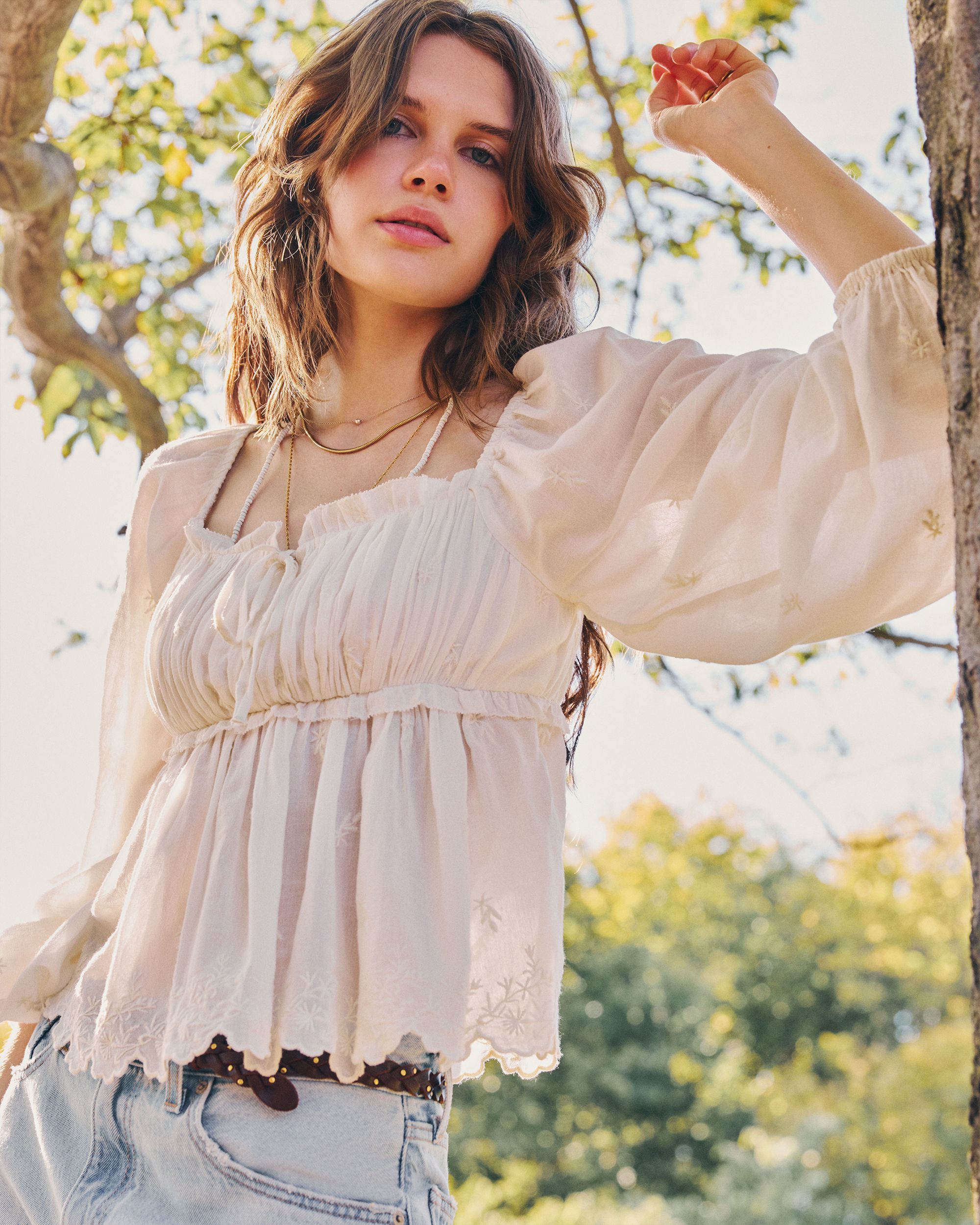 Model wearing spring tops