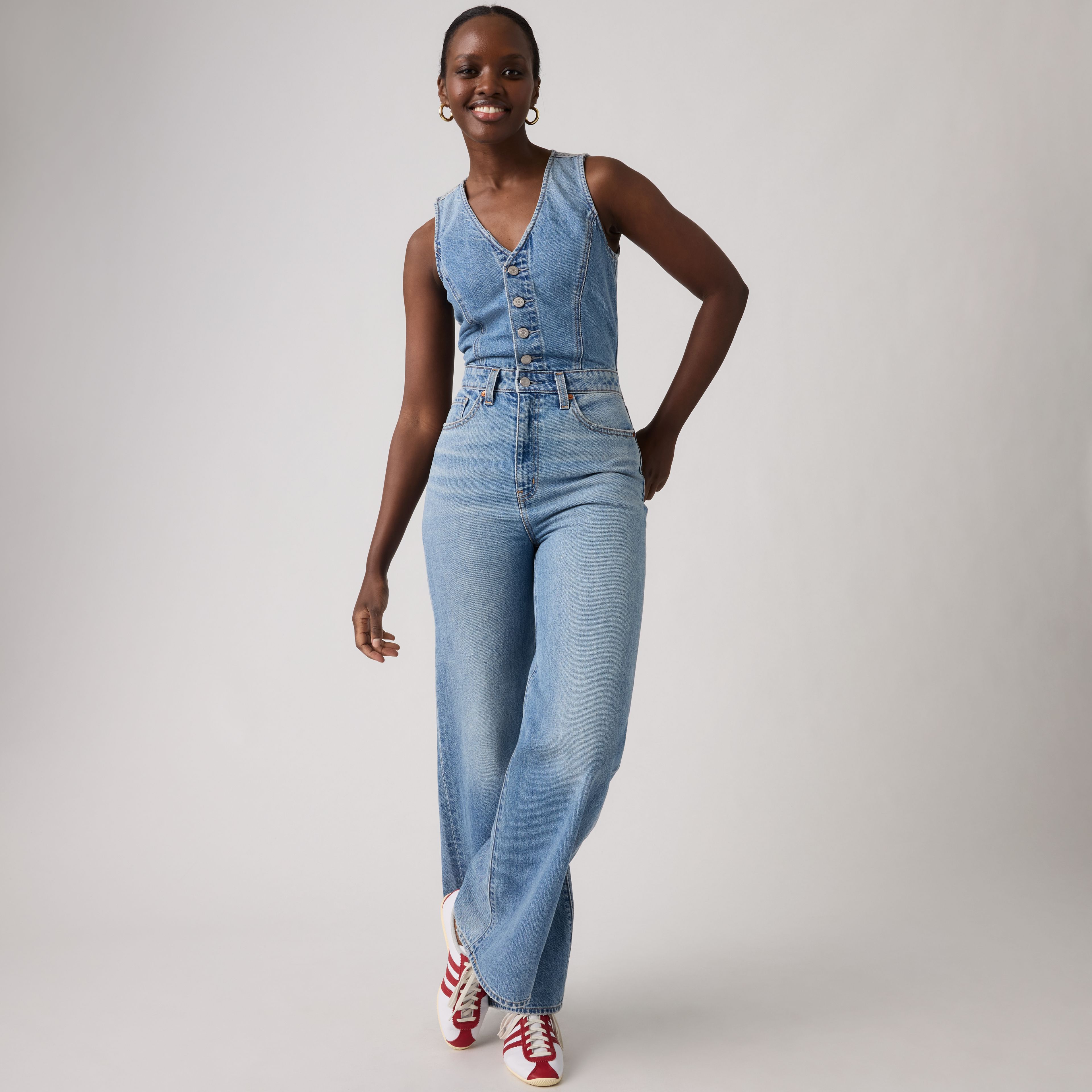 Denim Wide-Leg Jumpsuit