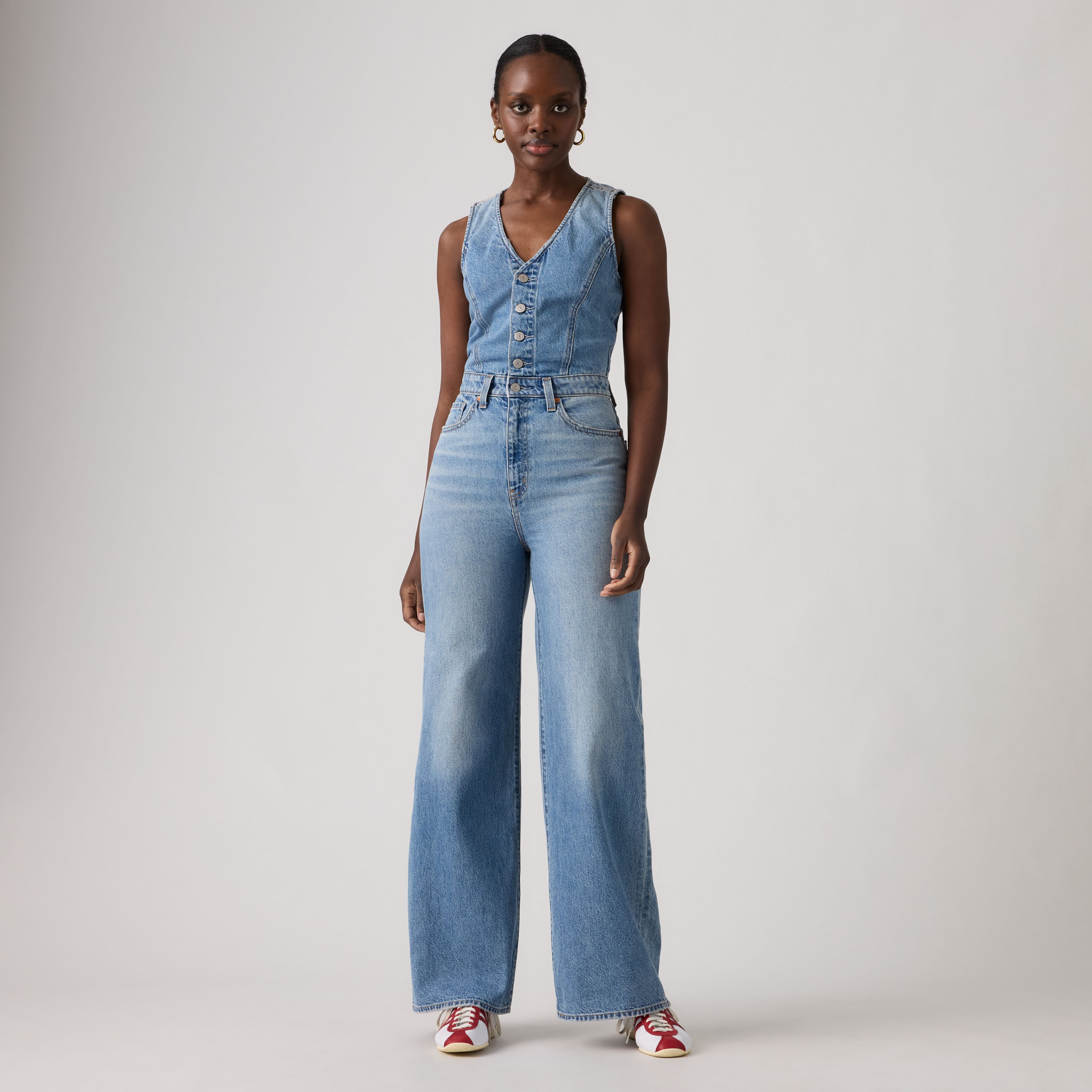 Denim Wide-Leg Jumpsuit