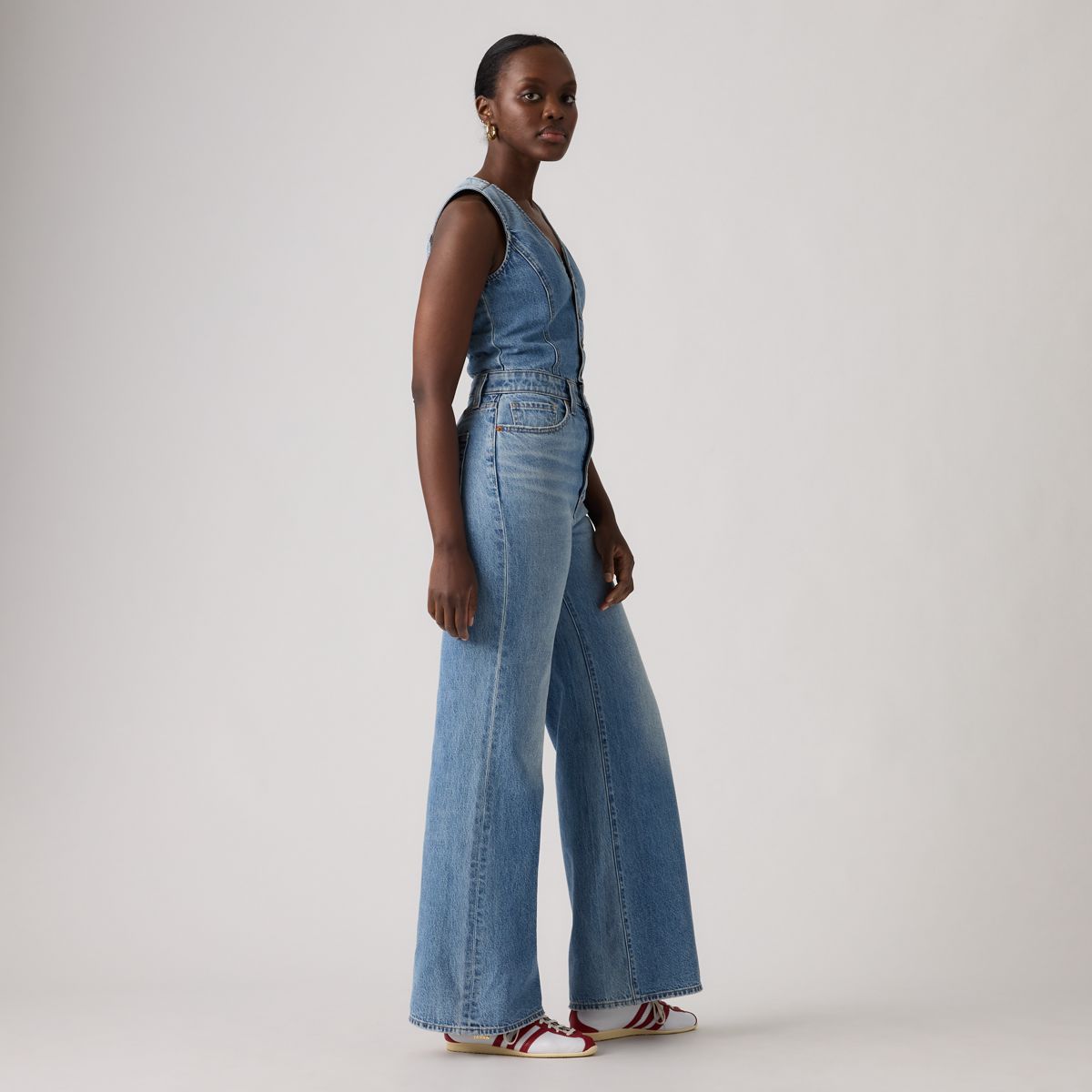 Denim Wide-Leg Jumpsuit — Own It Jumpsuit - Medium Wash