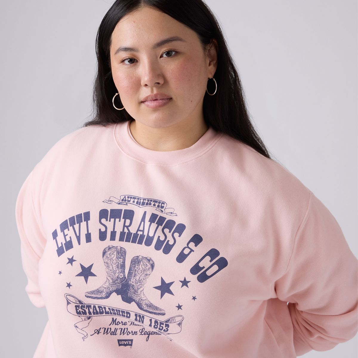 Graphic Logo Everyday Sweatshirt (Plus Size) — Plus Crew Boot Poste - Pink