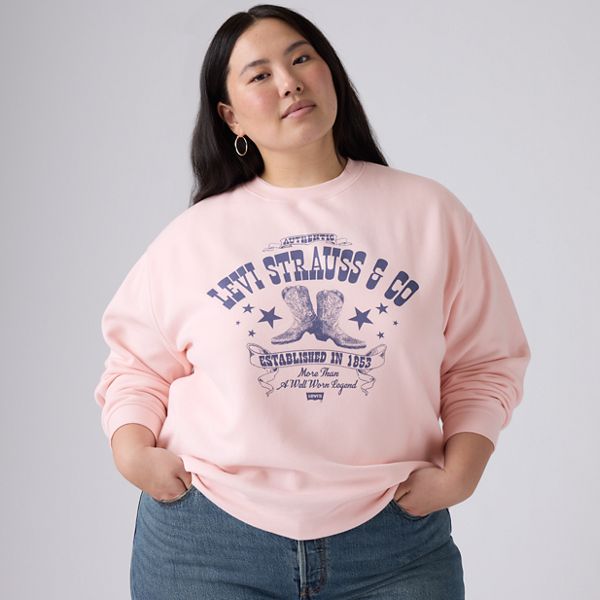 Graphic Logo Everyday Sweatshirt (Plus Size) — Plus Crew Boot Poste - Pink