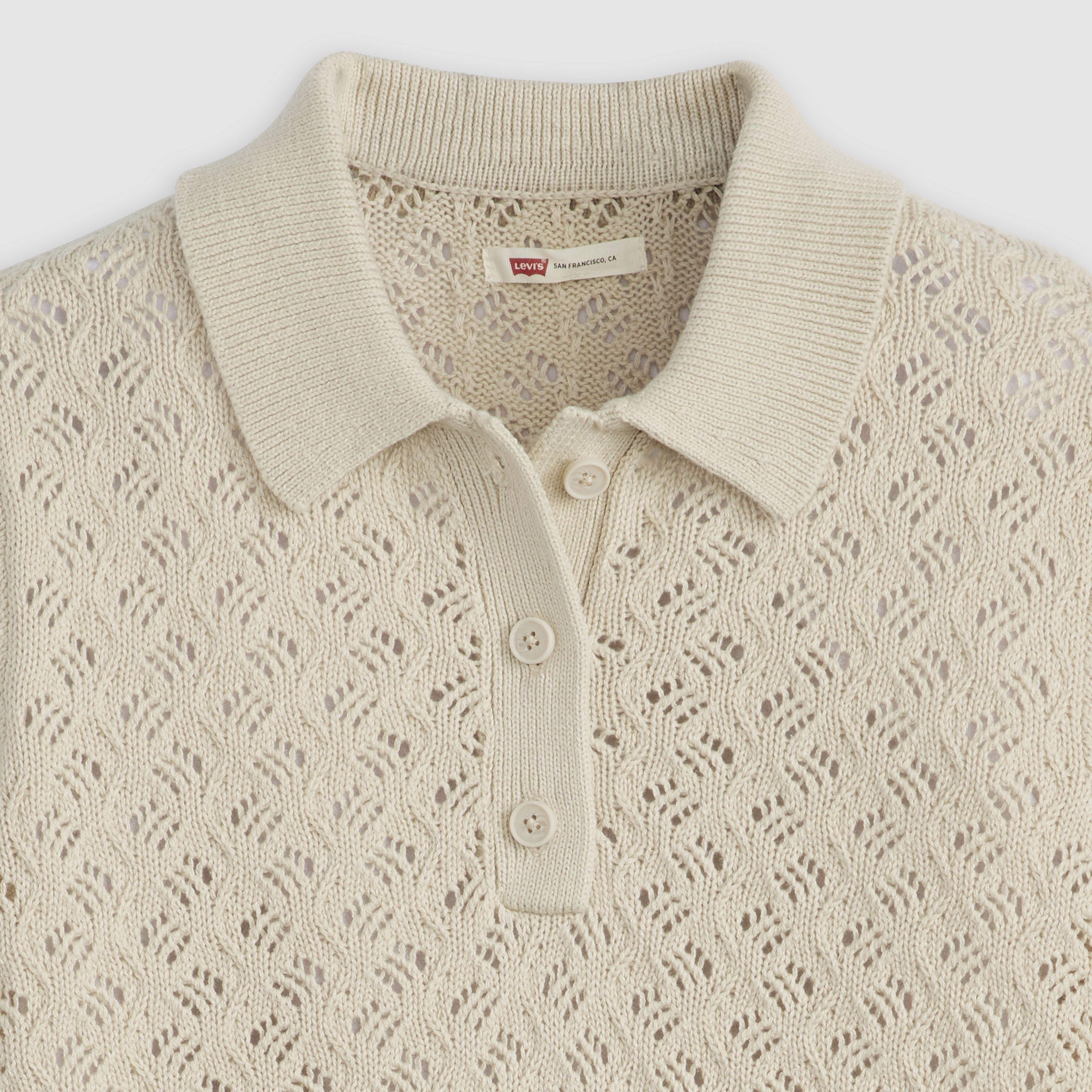 Lavender Pointelle Polo Sweater 6