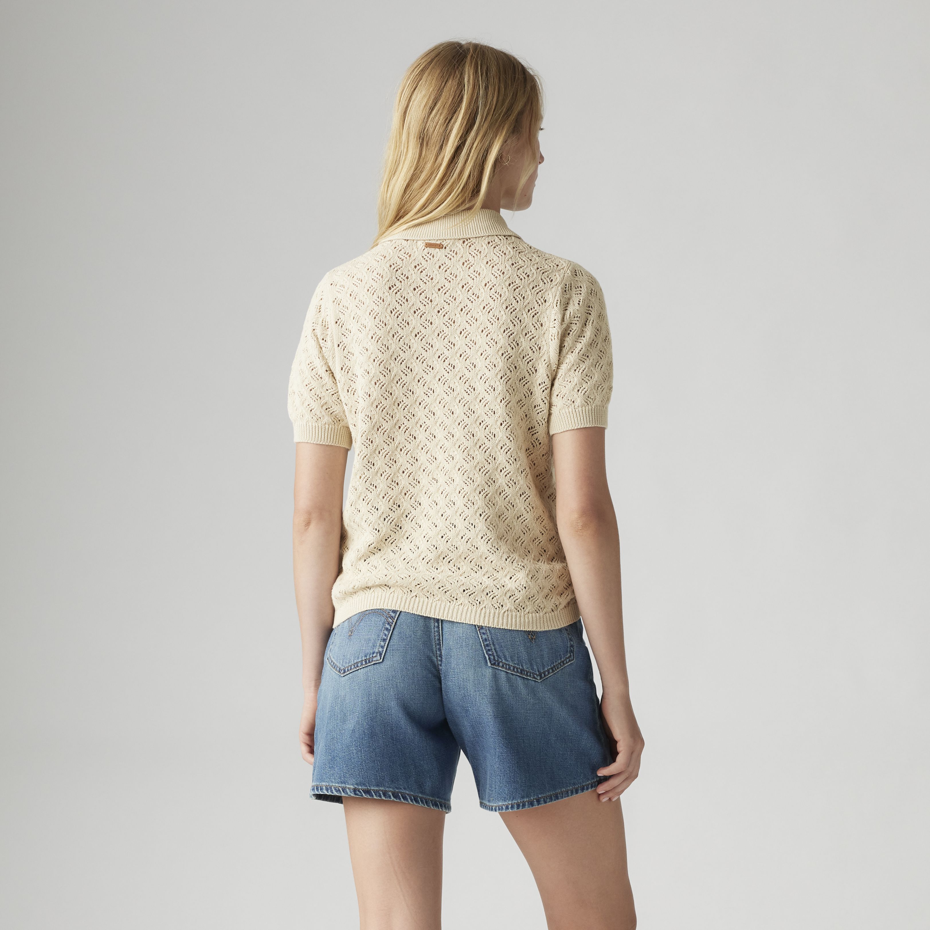 Lavender Pointelle Polo Sweater 4
