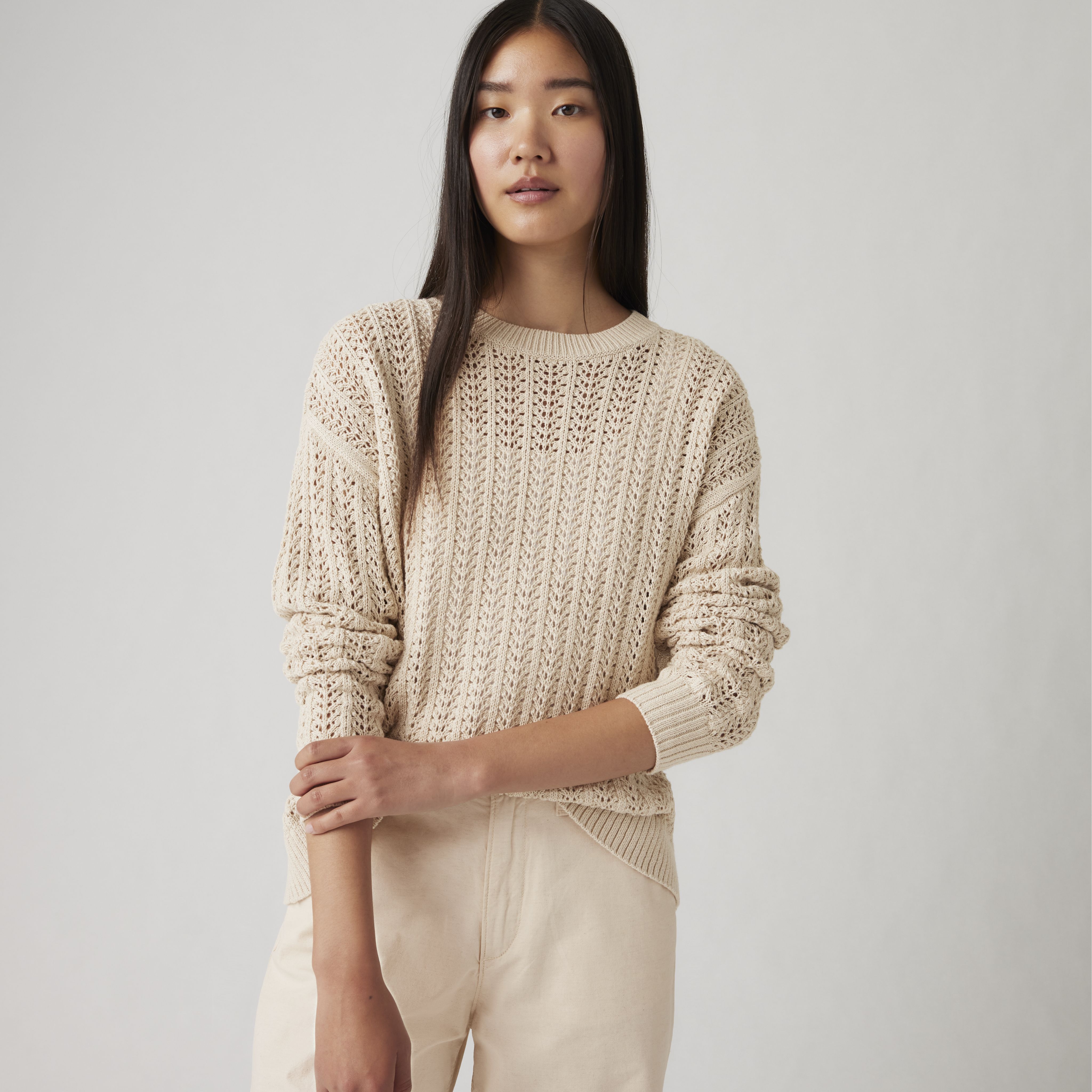 Sunrise Cotton Linen Crochet Sweater 1