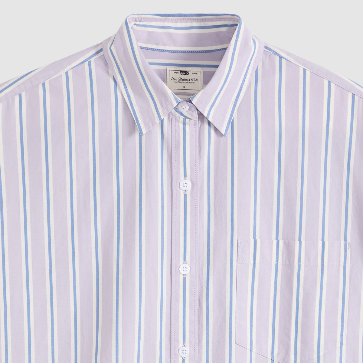 Harlie Boyfriend Button Down Shirt — Costanza Stripe Wisteria - Multi-Color