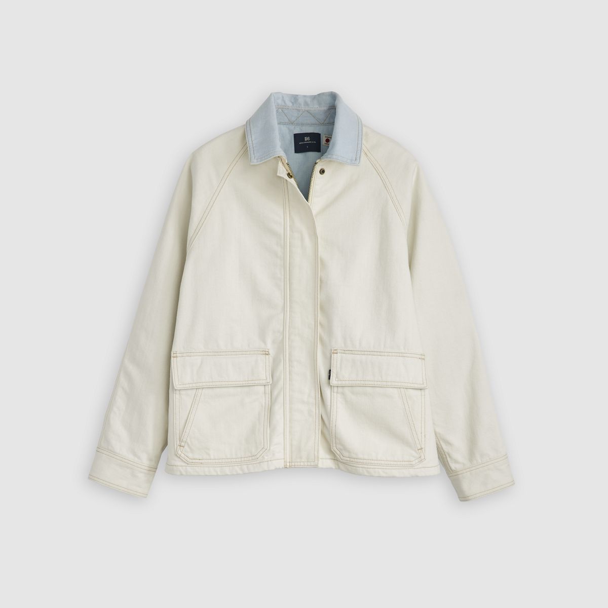 Lined Chore Coat — Blue Ecru Foam - White